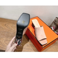 Purchase Hermes Kristal Heel Slides Sandal in Suede Pink 0606069