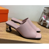 Big Discount Hermes Kristal Heel Slides Sandal in Nappa Leather Purple 0606072