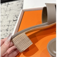 Good Quality Hermes Classic Oasis Heel Slides Sandal 4.5cm in Palm Grained Leather Grey 0606074