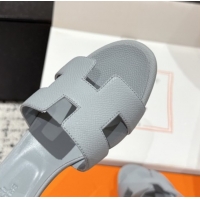 Good Product Hermes Classic Oasis Heel Slides Sandal 4.5cm in Palm Grained Leather Grey 0606075