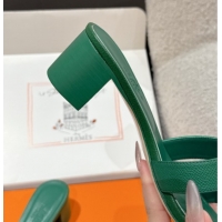 Grade Quality Hermes Classic Oasis Heel Slides Sandal 4.5cm in Palm Grained Leather Green 0606083
