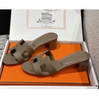 Buy Luxury Hermes Classic Oasis Heel Slides Sandal 4.5cm in Palm Grained Leather Grey 0606086