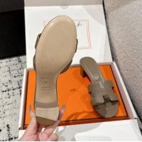 Buy Luxury Hermes Classic Oasis Heel Slides Sandal 4.5cm in Palm Grained Leather Grey 0606086