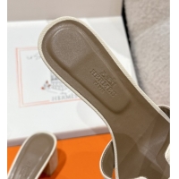 Durable Hermes Classic Oasis Heel Slides Sandal 4.5cm in Palm Grained Leather White 0606090