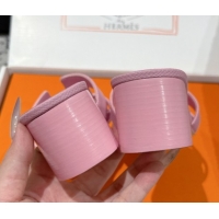 Luxury Discount Hermes Classic Oasis Heel Slides Sandal 4.5cm in Palm Grained Leather Pink 0606091