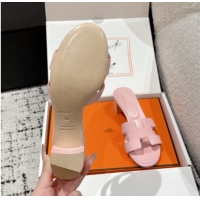 Charming Hermes Classic Oasis Heel Slides Sandal 4.5cm in Palm Grained Leather Pink 0606093