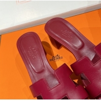 Shop Duplicate Hermes Classic Oasis Heel Slides Sandal 4.5cm in Shiny Calfskin Red 0606096