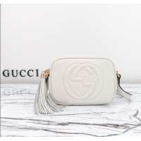 Original Cheap Gucci Soho Small Leather Interlocking G Tassel Disco Camera Bag 308364 White 2024