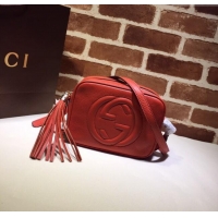Top Design Gucci Soho Small Leather Interlocking G Tassel Disco Camera Bag 308364 Orange 2024