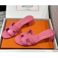 Perfect Hermes Classic Oasis Heel Slides Sandal 4.5cm in Shiny Calfskin Pink 0606108