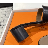 Most Popular Hermes Classic Oasis Heel Slides Sandal 4.5cm in Shiny Calfskin Black 0606111