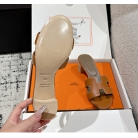 Unique Style Hermes Classic Oasis Heel Slides Sandal 4.5cm in Shiny Calfskin Brown 0606113