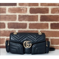 Grade Design Gucci GG Marmont Small Multi-Pocket Shoulder Bag 795228 Black 2024