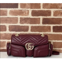 Buy Cheap Gucci GG Marmont Small Multi-Pocket Shoulder Bag 795228 Burgundy 2024