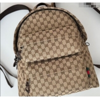 Good Taste Gucci Mens GG Canvas Medium Backpack Bag with Gucci Logo 800265 Beige 2024