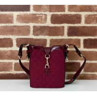 Reasonable Price Gucci Original GG Canvas Mini Bucket Shoulder bag 782919 Red 2024