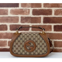 New Cheap Gucci Blondie Top Handle bag in GG Canvas and Leather 815714 Beige/Brown 2024