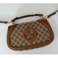 New Cheap Gucci Blondie Top Handle bag in GG Canvas and Leather 815714 Beige/Brown 2024