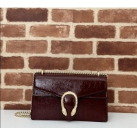 Spot Bulk Gucci Dionysus Small Shoulder Bag in Patent Calf Leather 795005 Dark Burgundy 2024