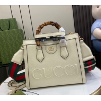 Original Cheap Gucci Diana Small Tote Bag with GUCCI Logo in Patent Leather 702721 White 2024