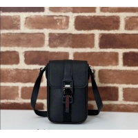 Best Quality Gucci Mens Leather Super Mini Crossbody Bag 800312 Black 2024
