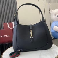 Super Quality Gucci Jackie Large Shoulder Bag in Black Soft Grainy Leather 813650 Black 2024