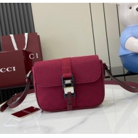 Luxury Discount Gucci GG Canvas Mini Crossbody Bag 802100 Rosso Ancora Red 2024