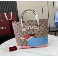 Inexpensive Gucci Children's Dog Print Canvas Tote Bag 410812 Grey/White 2024