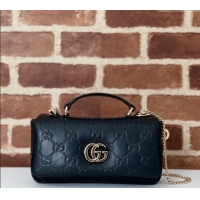 Super Quality Gucci GG Puffy Leather Milano Mini Top Handle bag 806017 Black 2024