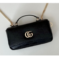 Super Quality Gucci GG Puffy Leather Milano Mini Top Handle bag 806017 Black 2024