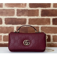 Well Crafted Gucci GG Puffy Leather Milano Mini Top Handle bag 806017 Dark Burgundy 2024