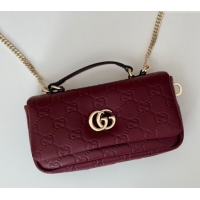 Well Crafted Gucci GG Puffy Leather Milano Mini Top Handle bag 806017 Dark Burgundy 2024