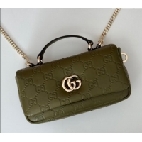 Popular Style Gucci GG Puffy Leather Milano Mini Top Handle bag 806017 Green 2024