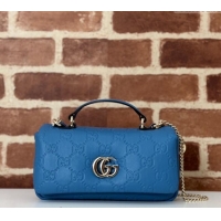 Best Price Gucci GG Puffy Leather Milano Mini Top Handle bag 806017 Light Blue 2024