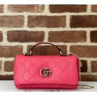 Super Quality Gucci GG Puffy Leather Milano Mini Top Handle bag 806017 Pink 2024