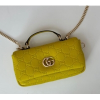 Reasonable Price Gucci GG Puffy Leather Milano Mini Top Handle bag 806017 Yellow 2024