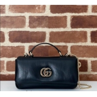 Luxury Cheap Gucci Puffy Calf Leather Milano Mini Top Handle bag 806017 Black 2024