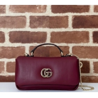 Well Crafted Gucci Puffy Calf Leather Milano Mini Top Handle bag 806017 Dark Burgundy 2024