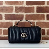Super Quality Gucci Quilted Puffy Leather Milano Mini Top Handle bag 806017 Black 2024