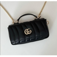 Super Quality Gucci Quilted Puffy Leather Milano Mini Top Handle bag 806017 Black 2024