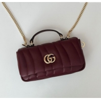 Super Quality Gucci Quilted Puffy Leather Milano Mini Top Handle bag 806017 Dark Burgundy 2024