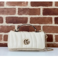 Famous Brand Gucci Quilted Puffy Leather Milano Mini Top Handle bag 806017 White 2024