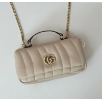 Famous Brand Gucci Quilted Puffy Leather Milano Mini Top Handle bag 806017 White 2024
