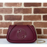 Low Cost Gucci Blondie Leather Mini Shoulder Bag 815711 Dark Burgundy 2024
