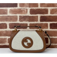 Inexpensive Gucci Blondie Top Handle bag in Linen Canvas and Leather 815714 Brown 2024