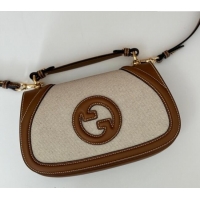 Inexpensive Gucci Blondie Top Handle bag in Linen Canvas and Leather 815714 Brown 2024