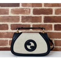 Classic Specials Gucci Blondie Top Handle bag in Linen Canvas and Leather 815714 Black 2024