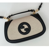 Classic Specials Gucci Blondie Top Handle bag in Linen Canvas and Leather 815714 Black 2024
