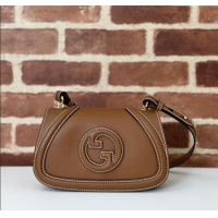 New Cheap Gucci Blondie Small Shoulder bag in Smooth Leather 815700 Tan Brown 2024
