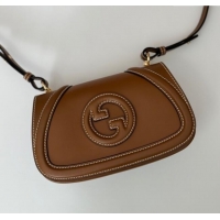 New Cheap Gucci Blondie Small Shoulder bag in Smooth Leather 815700 Tan Brown 2024